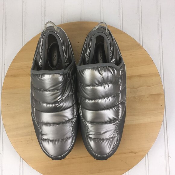 Aldo Shoes - Aldo Silver Pufferwalk Slip On Sneakers Shoes Womens Size 10